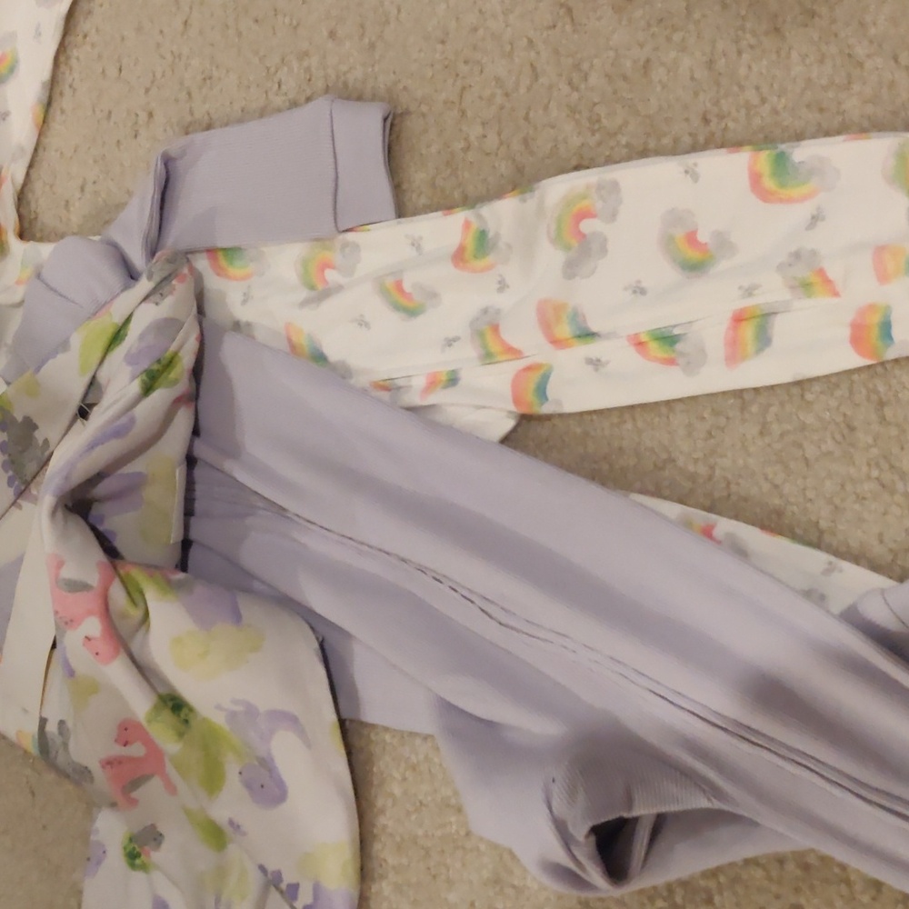 New! Burt's Bees Baby Girl Footless 3 Piece Zipper Pajamas Set Organic Cotton - Picture 7 of 14